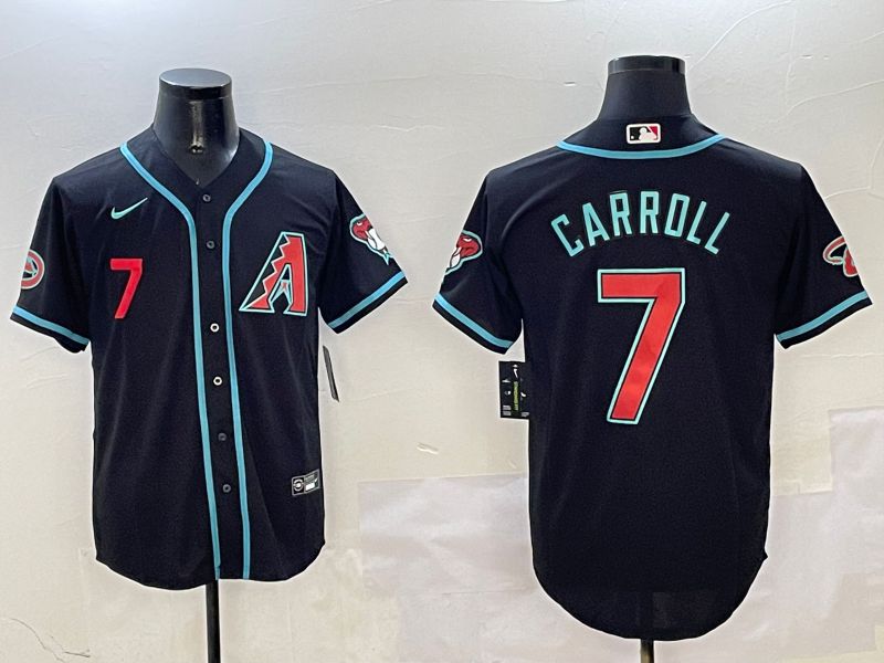 Men Arizona Diamondback #7 Carroll Black Game 2025 Nike MLB Jersey style 2